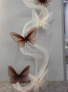 秋冬季财美陈氛围装服装店UUT网红招蝴蝶场橱窗饰场景布商置道具