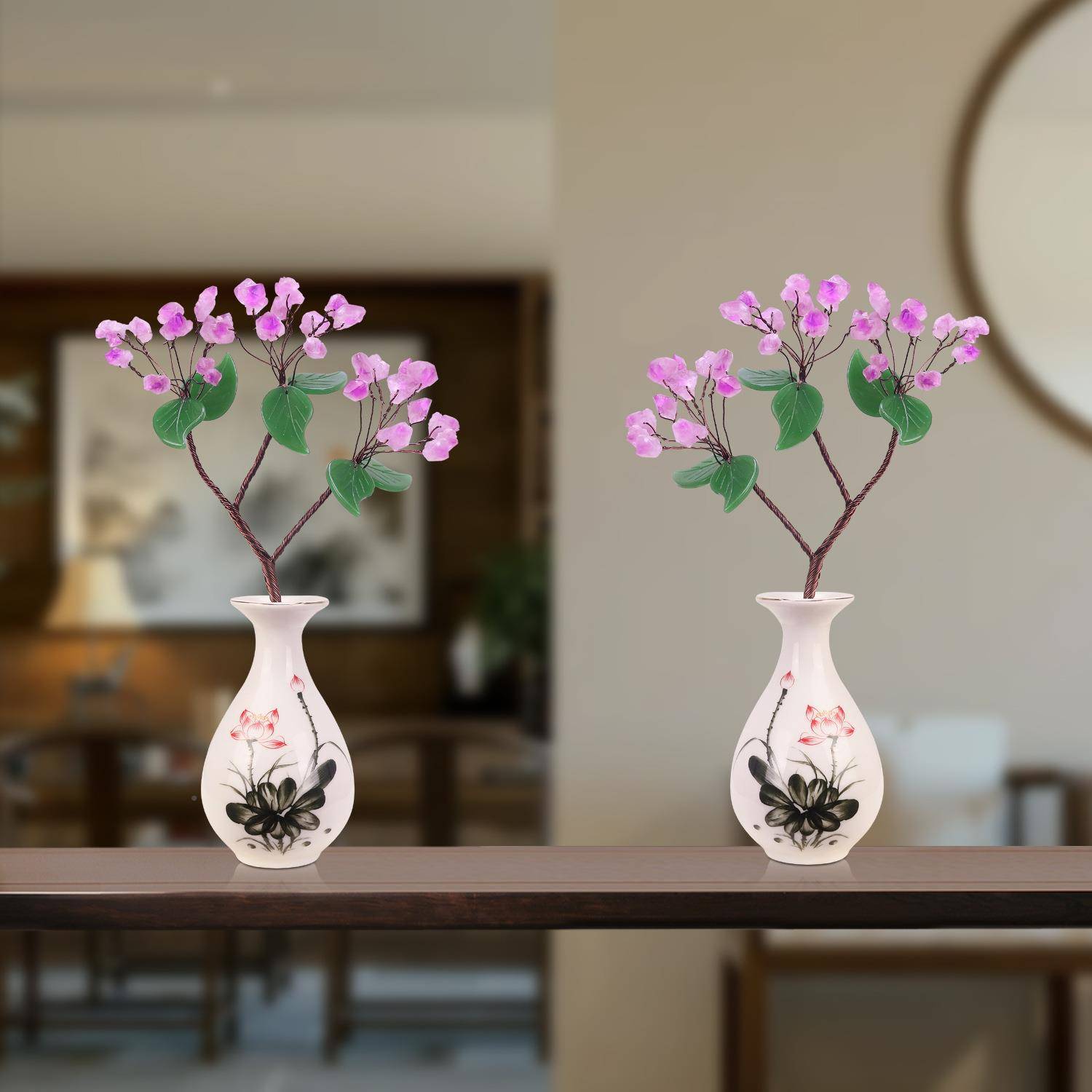 天然紫晶厅发财树客家居玄关电视酒柜柜装饰品博古EOV架精水致玉