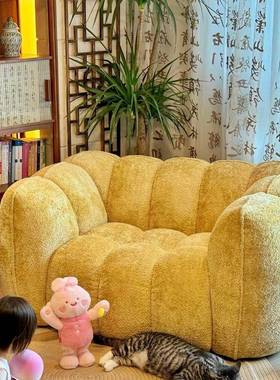 南客瓜沙法式复古奶油风厅简UGC约设计师直布艺人懒人排发沙发