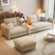 柏小丝纳奶油沙风猫抓沙发公寓户型发三无品牌 四人位租皮房棉麻布艺沙发