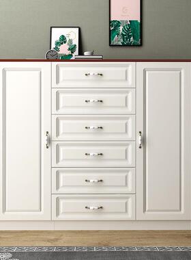 收斗柜纳柜简现代五客斗柜实木厅欧约式储藏柜卧室YKB白色抽屉储