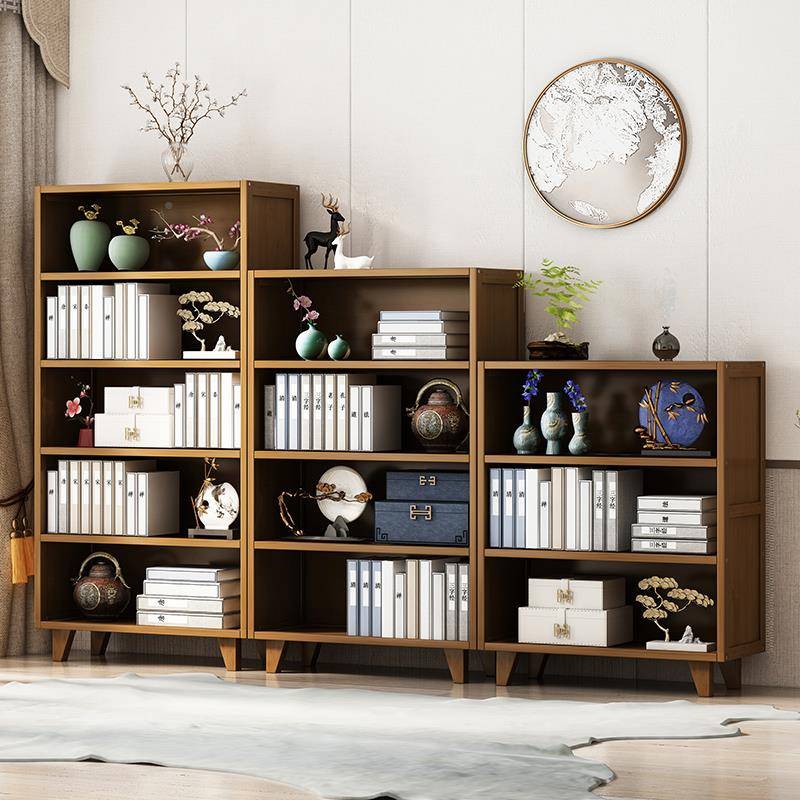 Y楠竹床置物架简易落木地客厅卧室收纳书架多层实隔板KXO3头窄储