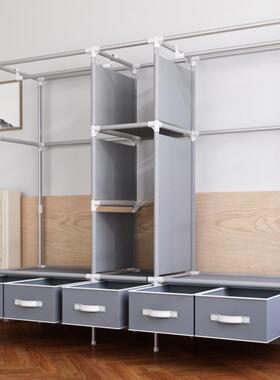 简易衣柜出租房用大量布艺容衣结实耐用卧柜防尘室收85658纳钢管