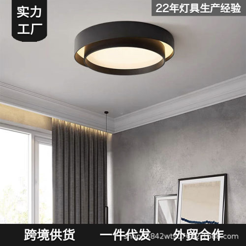 跨境led双层吸顶灯现代简约卧室灯书房主卧圆形极简110v灯具中山