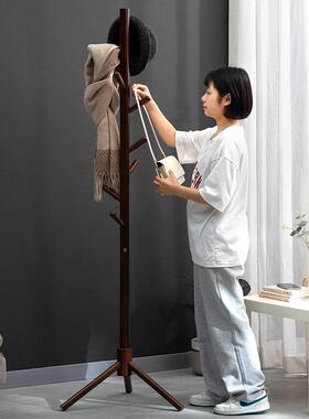 实木衣帽架地衣架用挂架挂衣服的落VLM地架家卧室立落衣式简约架