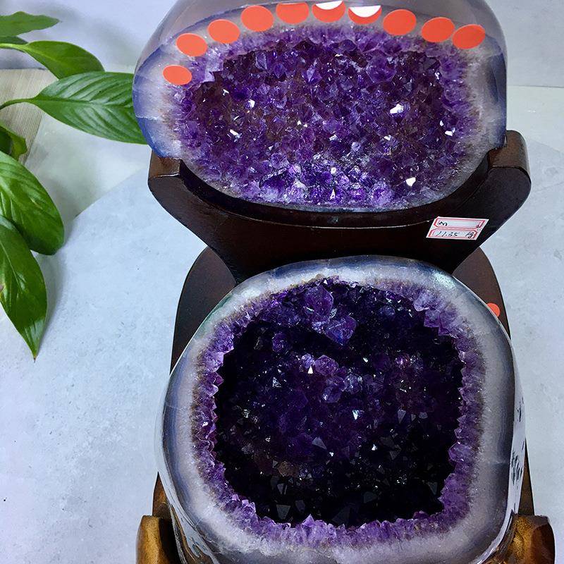 乌拉YJP圭天宝然面紫水晶矿紫晶洞桌摆件巴西水原石聚盆水晶晶簇