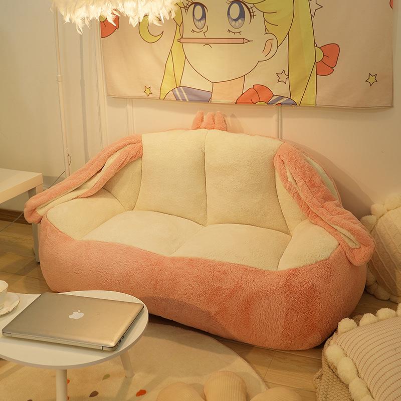 公主房懒人沙网发双人小户型室可躺可睡椅红女儿孩童单YKP人小沙