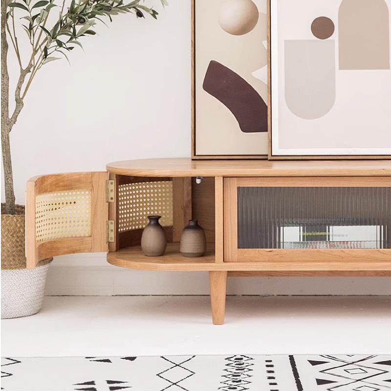 创意实木藤IOD编电视客柜现代简约圆形弧小户型视厅靠墙多功能听