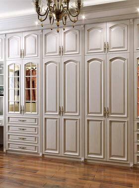 美式大容量实家木衣柜卧用室经型收纳储物柜VYS通济用落地大衣橱