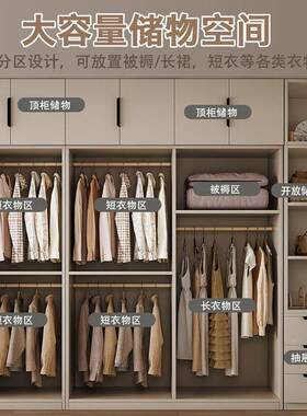 衣柜卧轻奢奶油风一门到顶衣大出衣柜组合租房家用收纳LLW储物橱