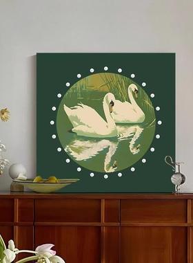 镜MRT《风湖双影》轻法式珍珠装厅饰画中古绿色春天客挂画桌面摆