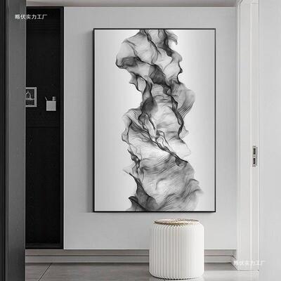 美发装饰画理发店艺DPH术画白灰抽象人物店工黑业风客厅背景挂壁