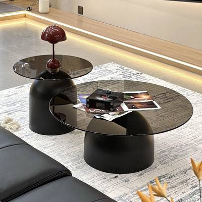 璃客厅创意茶户几IOP家用小型钢化玻圆形合极简沙组发边几小桌床