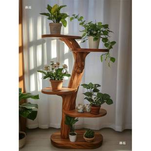 多肉层花架子室内易实木花盆架客厅多落架地式 绿萝盆架书简XYV置