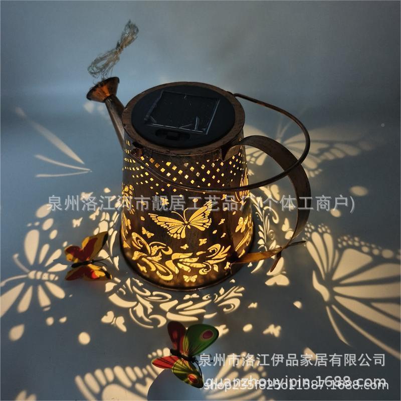 户外院灯亚庭马逊境太阳能跨灯插地锥TWI景观铁艺镂空水壶形蝴蝶X