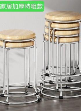 加粗加厚凳家用用餐桌35755凳圆凳实木特粗钢筋凳店商餐饮店快餐凳子子