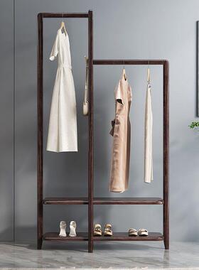 新中式实木衣帽架地卧紫金檀木置落架进门IMQ储物收纳物家用室挂