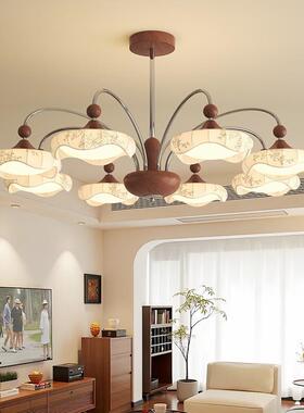 灯宋氏学客厅吊中古风37568法复古胡桃色式印美花布艺卧室餐厅复