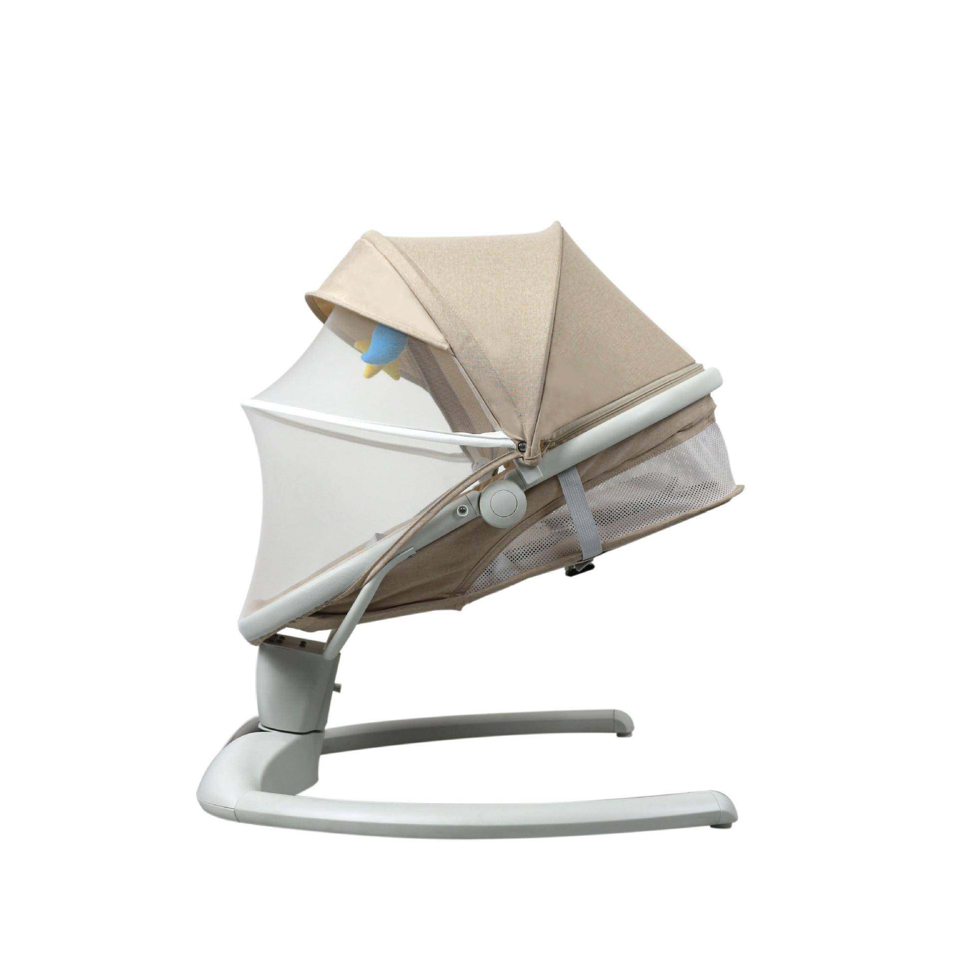 新销款热可坐可躺卡其色新生46981儿婴儿餐椅0-6月宝宝娃哄摇个椅