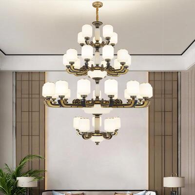 新中式别墅大吊灯自建灯房客厅挑高四层复楼式酒YTO店高档锌金具2