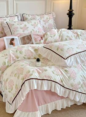 边韩式XST浪漫花织套带款珍珠棉四件夏季薄款珍棉AB版床单珠家纺