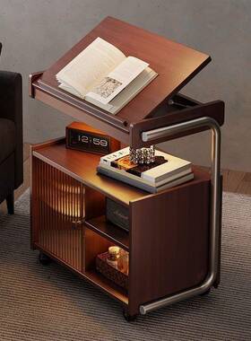 床头小子桌可移动边几客厅家用沙发边柜实木小KLD中茶几古推置车