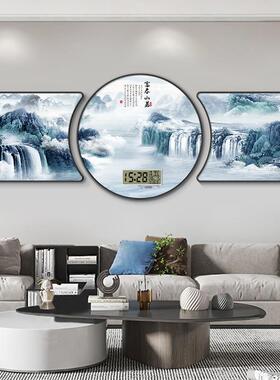 现代轻奢万年历时饰电子钟表挂钟客厅60196画三联画装沙发背景表挂墙钟