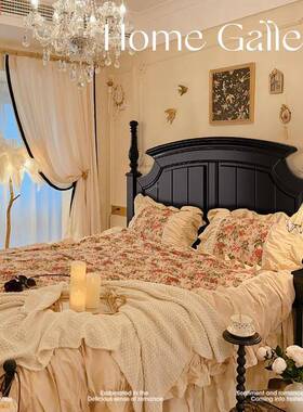 7K法式复古实床黑色双人床奢1.5米现代简轻美式床主约卧1.8MFA米