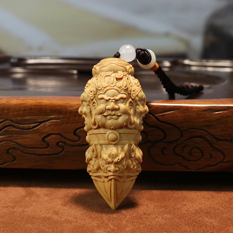 黄杨雕刻随身盘玩男木质手件把玩文士玩金刚降KAC魔杵木汽车小把