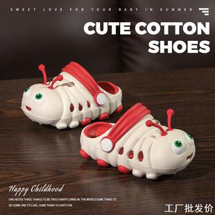 儿童洞洞鞋夏毛毛虫可爱卡通透气软底宝宝男童女童耐磨凉拖鞋凉鞋
