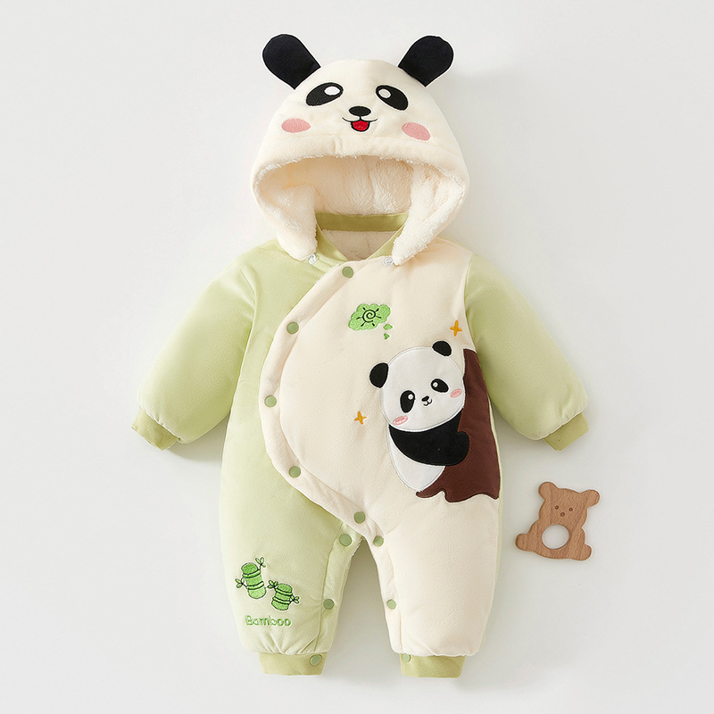 婴儿秋冬衣服新生儿冬季外穿夹棉加厚保暖宝宝连体衣冬装棉服哈衣