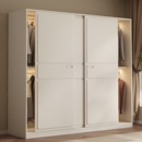 实木衣柜家用卧室法式 奶油风推拉门衣橱结实耐用定制儿童收纳柜子