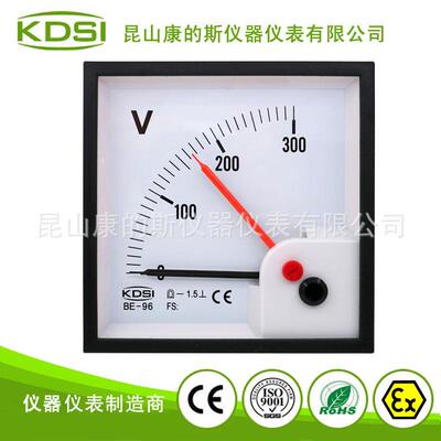 供应低压电柜用表BE-96DC300V双针直流电表CE认证电压表