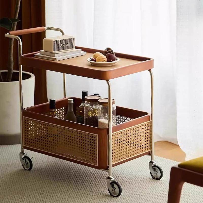 边几中古小推车实木藤编客厅移动收纳置物架双层带轮餐边柜家用,纺织面料/辅料/配套,纺织机械配件,淘宝优惠券,粉丝福利购,淘宝优惠卷