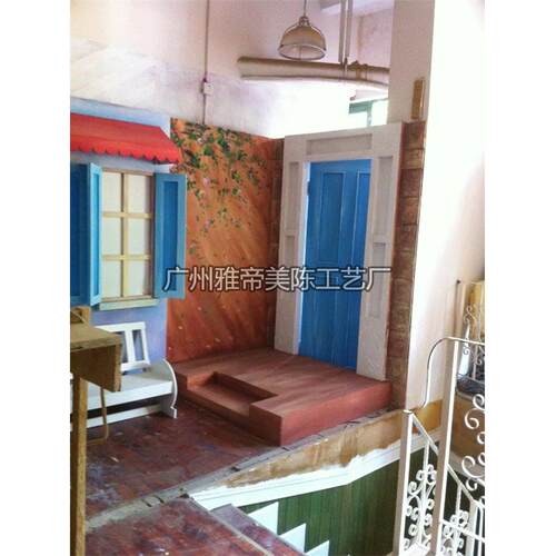 早教幼儿园装修木制休闲长椅道具可爱儿童影楼实景话剧背景