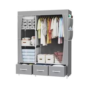 外贸热销02 衣橱家用卧室无纺布衣柜 3B简易衣柜组合收纳盒抽屉式