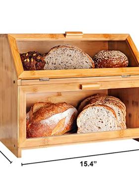碧诚BSCI认证出口工厂楠竹厨房收纳面包盒面包箱双层