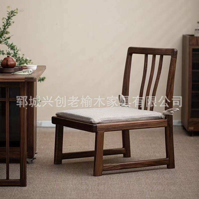 实木阳台榻榻米座椅新中式餐椅现代简约餐厅靠背茶室椅休闲矮凳子