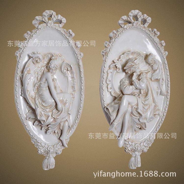 欧美家居风格仿古白色椭圆相框雕像样本房装饰品工艺品墙壁挂