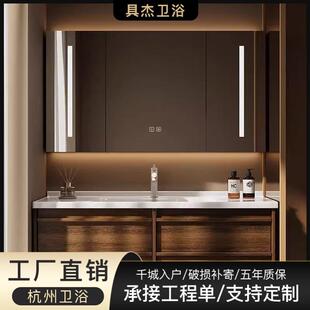 新款中古风胡桃木陶瓷一体盆实木浴室柜卫生间洗手脸池洗漱台组合