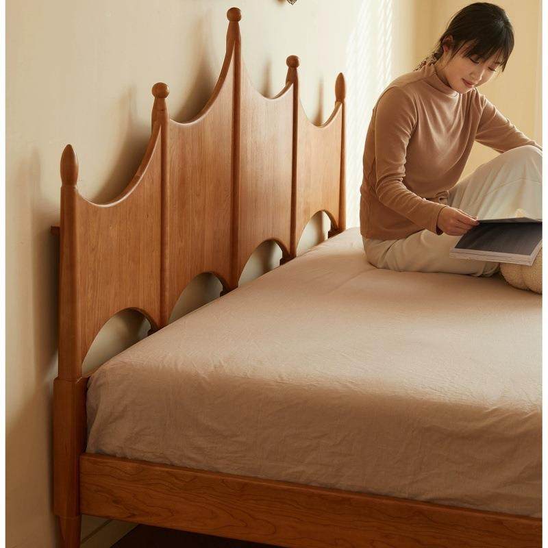 实木双人床樱桃木北欧儿童床日式复古小户型原木卧室1.5米1.8大床,纺织面料/辅料/配套,纺织机械配件,淘宝优惠券,粉丝福利购,淘宝优惠卷