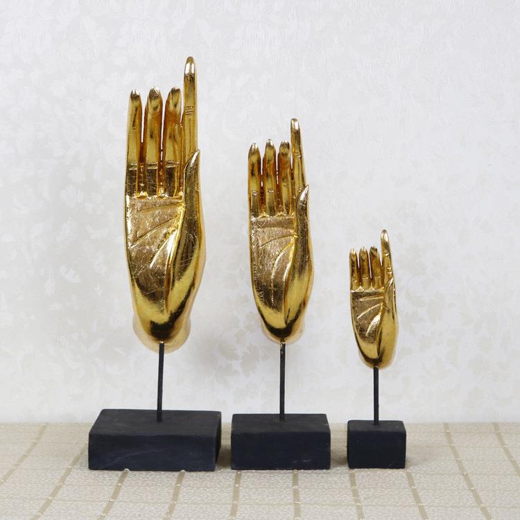 泰国工艺品佛手摆件金箔佛手东南亚装修家居饰品玄关摆设