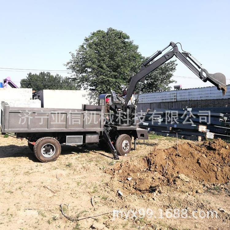 四不像随车挖挖运两用自卸翻斗挖沙机六轮自备随车挖机