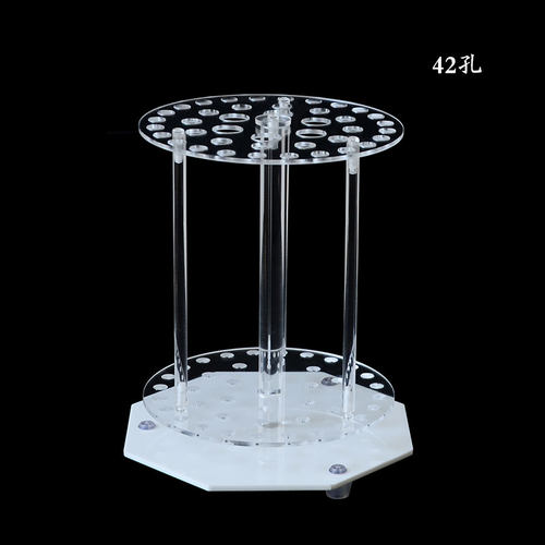 有机玻璃移液管架圆盘42孔旋转梯形刻度吸管架1-50ml大肚移液管架