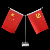 斜四方水晶底座Y型旗座 办公室签约谈判旗国旗架办公桌旗座