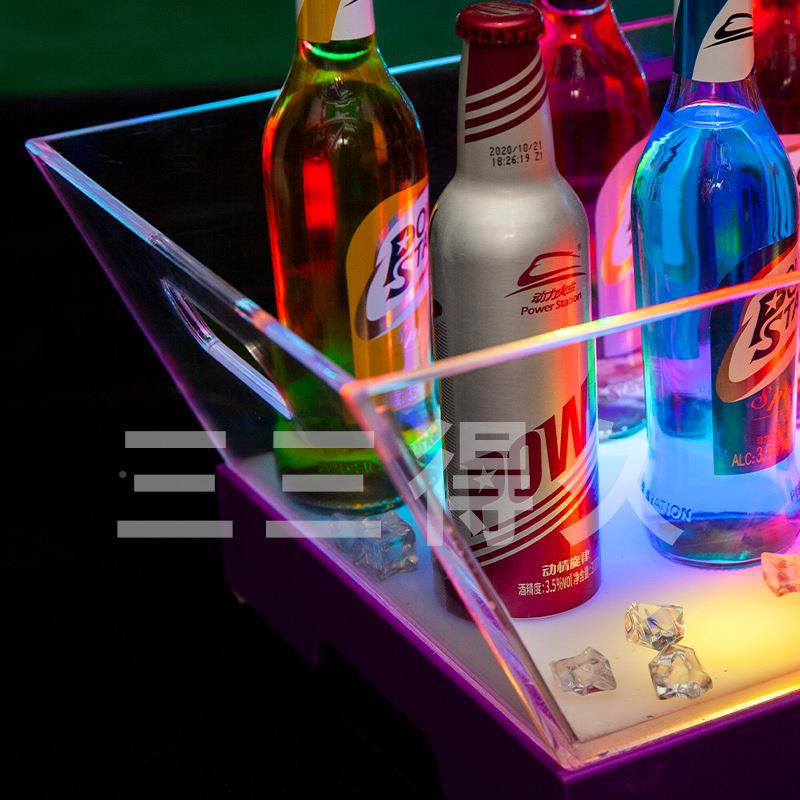 酒吧KTV塑冰料香槟桶啤酒LED七酒酒彩光冰器啤鸡尾酒亚克力梯形发