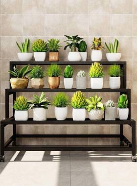 铁艺花架阳台置物架厅层落地户阶客梯式室内外盆多栽室外多KRI肉