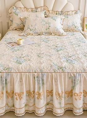 蕾四丝公主风棉质夹棉棉床裙单件质床罩床单三件2套025新F5M8TMJ9