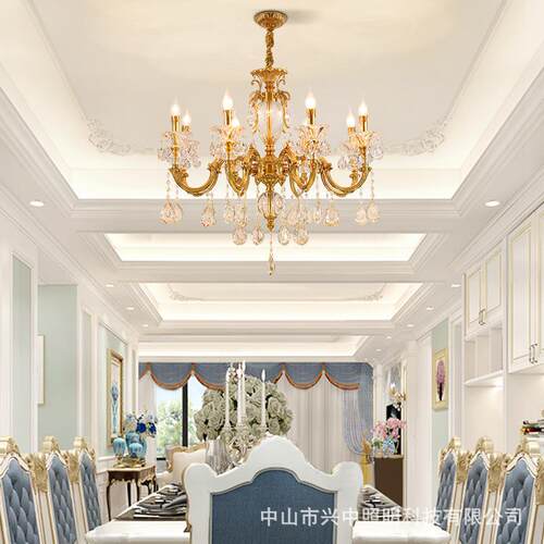 法式全铜水晶吊灯厅餐1143厅卧客室书房墅欧式奢华复古别灯宫廷个