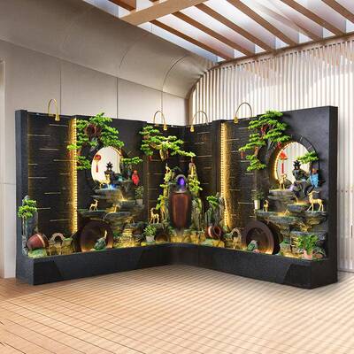 大型流水件风水隔断镂空风水幕墙L1887室外花园庭院布置轮屏鱼池